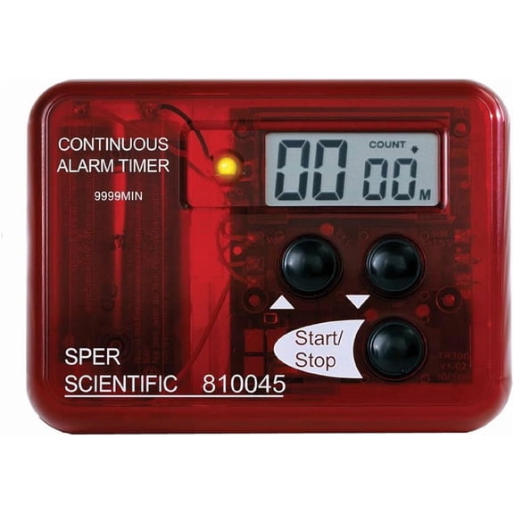 Continuous Alarm Timer with Count Up Count Down & Visual Indicator 810045 - Bright LED Alarm & 9999-Minute Range - Portable Design for Cooking, Experiments, Fitness & More