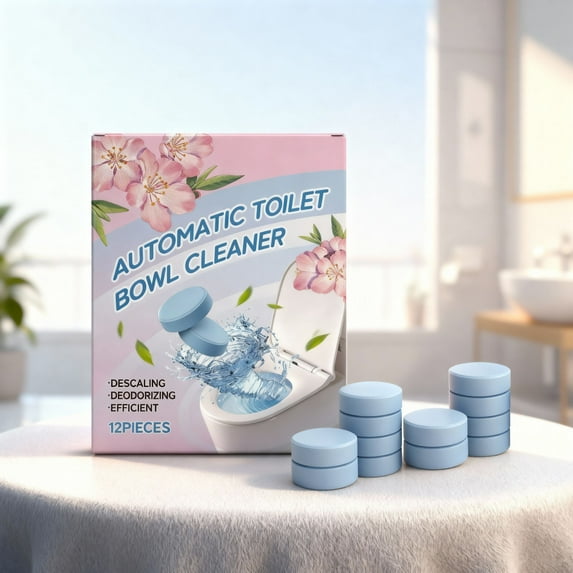 Continuous Clean Toilet Drop-Ins, Automatic Blue Toilet Bowl Cleaner, Septic-Safe Tank Tablets Remove Hard Water Minerals & Limescale, Stain & Smell Protection, 12 Count ( Box of 1)