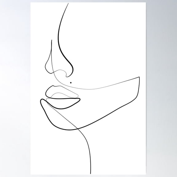 Continuous Elegance Abstract One Line Face Drawing Poster Wall Art, Poster Only