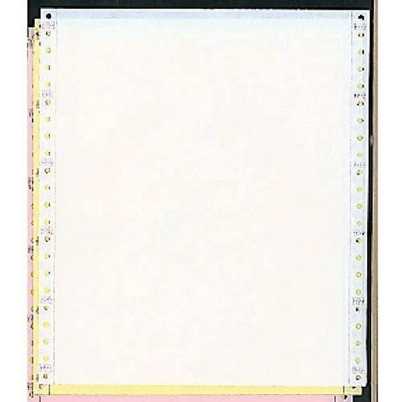 Continuous Fan-Folded Computer Paper, 3-Part Carbonless NCR, Removable 0.5 Inch Margins, 9.5 x 11 Inches, 1000 Sheets, White/Canary/Pink