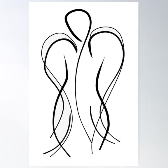 Continuous Line Art - Angel Poster Wall Art, Modern Wall Decor For Living Room Bedroom, 8x12 UNFRAMED
