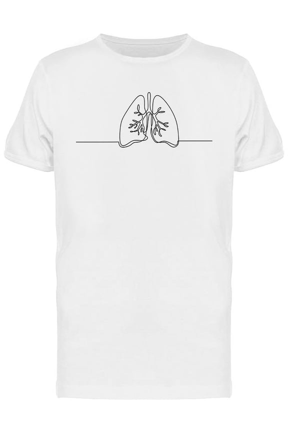 Continuous Line Art Of Lungs T-Shirt Men -Image by Shutterstock, Male XX-Large