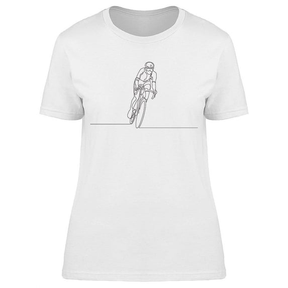 Continuous Line Cyclist Design T-Shirt Women -Image by Shutterstock, Female Medium