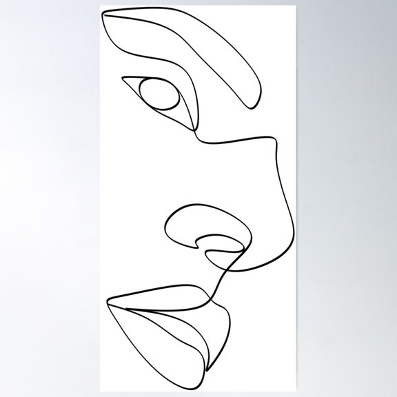Continuous Line Drawing Of A Portrait Of A Beautiful Woman. The Girl'S Face. Vector. Poster Wall Art, Modern Wall Decor For Living Room Bedroom, 8x12 UNFRAMED