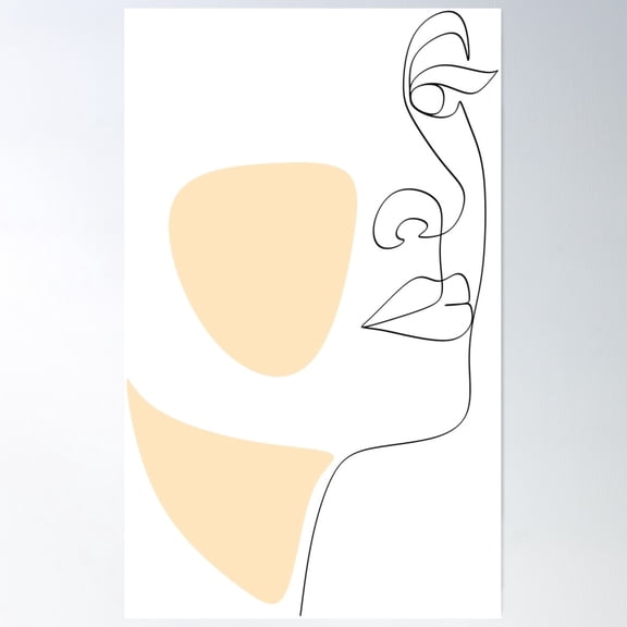 Continuous Line, Drawing Of Set Faces And Hairstyle, Fashion Concept, Woman Beauty Minimalist, Vector Illustration Poster Wall Art, Modern Wall Decor For Living Room Bedroom, 16x24 UNFRAMED