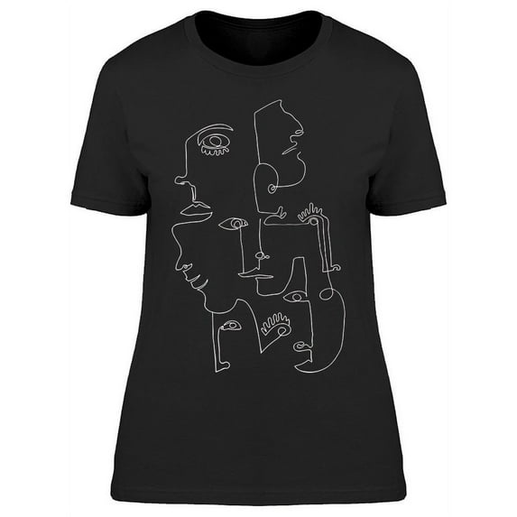 Continuous Line Faces Drawing T-Shirt Women -Image by Shutterstock, Female Small