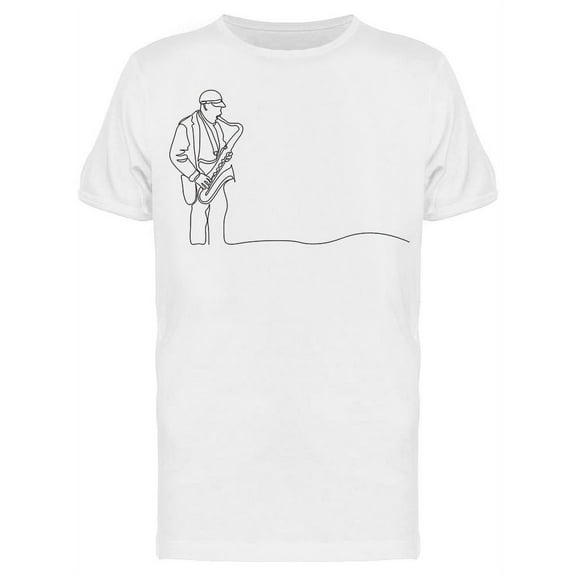Continuous Line Sax Musician T-Shirt Men -Image by Shutterstock, Male x-Large