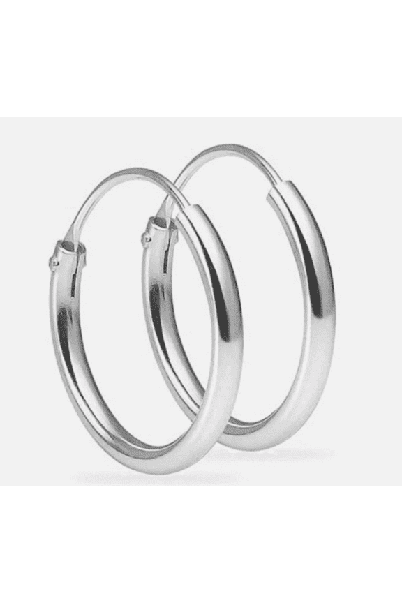 Continuous Mini Hoop Earrings Sterling Silver 925, 8mm - Unisex Pair