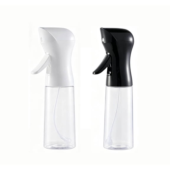 Continuous Mist Spray Bottle 2 Pack(6.8 oz), Empty Ultra Fine Water Sprayer for Hair Styling, Cleaning, Plants, Pets, Barber & Salon Use(White Clear+Black Clear)