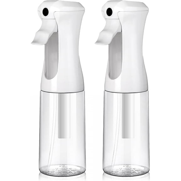 Continuous Spray Bottle for Hair Fine Mist Mister for Hairstyling, Cleaning, Plants, Pets, Barbers, Salons, and Essential Oil Applications (200ml/6.7 oz) Clear 2 Pack