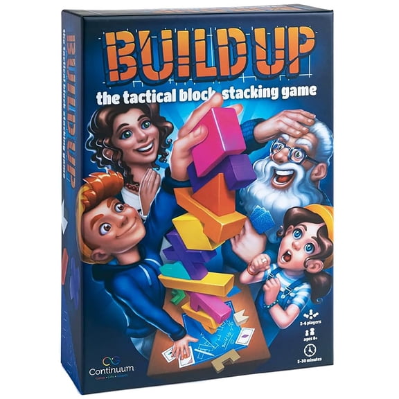 Continuum Games: Build Up - Tactical Block Stacking Game, Tumbling & Balancing Play, Cards Dictate Which Shapes To Place, Family Ages 8+, 2-6 Players