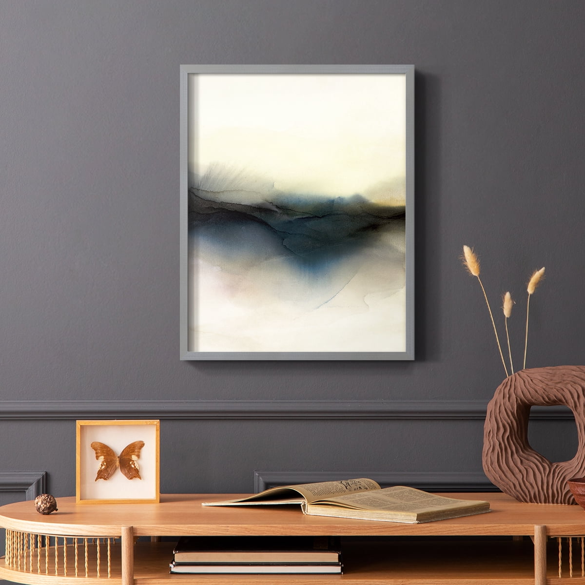 Continuum I Framed Print in Gray Solid Wood Framed Print No Nail Hanging
