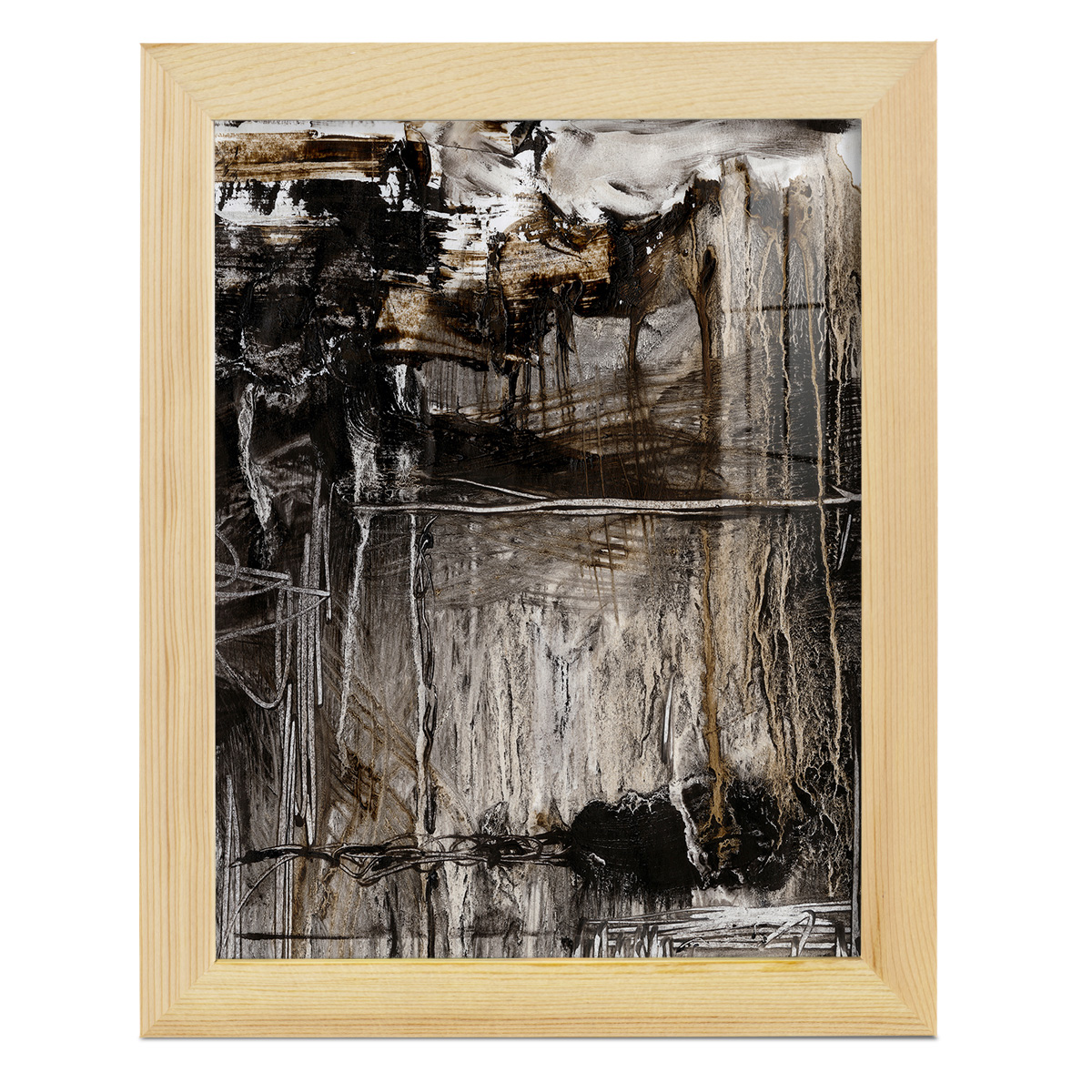 Continuum II -Framed Print w/glass-Natural Wood
