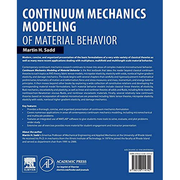 Pre-Owned Continuum Mechanics Modeling of Material Behavior [Paperback] Sadd Ph.D., Martin H.