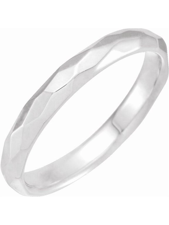 Continuum Sterling Silver 3 mm Geometric Faceted Comfort-Fit Flat Band Size 4 - Sterling Silver Fine Jewelry | Jewelry by Sweet Pea