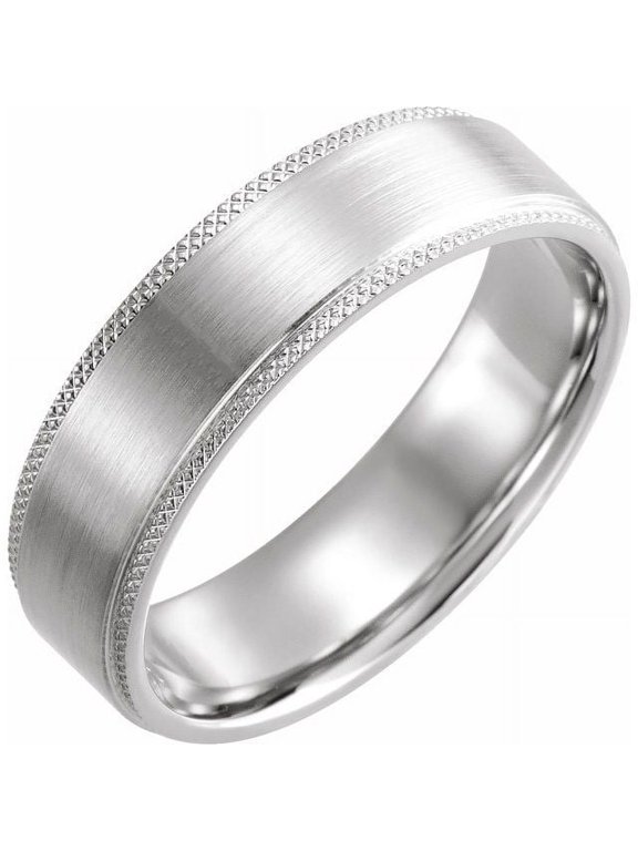 Continuum Sterling Silver 6 mm Knurled Stepped-Edge Flat Band Size 6.5 - Sterling Silver Fine Jewelry | Jewelry by Sweet Pea