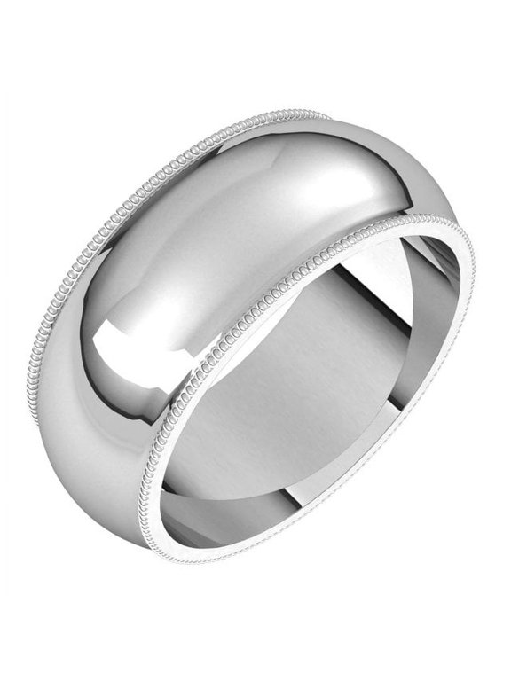 Continuum Sterling Silver 8 mm Milgrain Half Round Band Size 9 - Sterling Silver Fine Jewelry | Jewelry by Sweet Pea