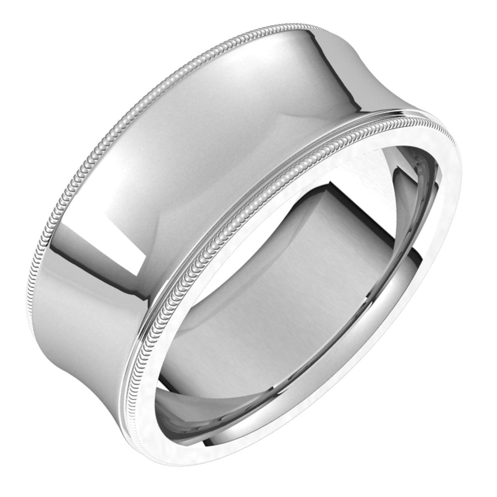 Continuum Sterling Silver 8mm Milgrain Concave Comfort Fit Classic ...