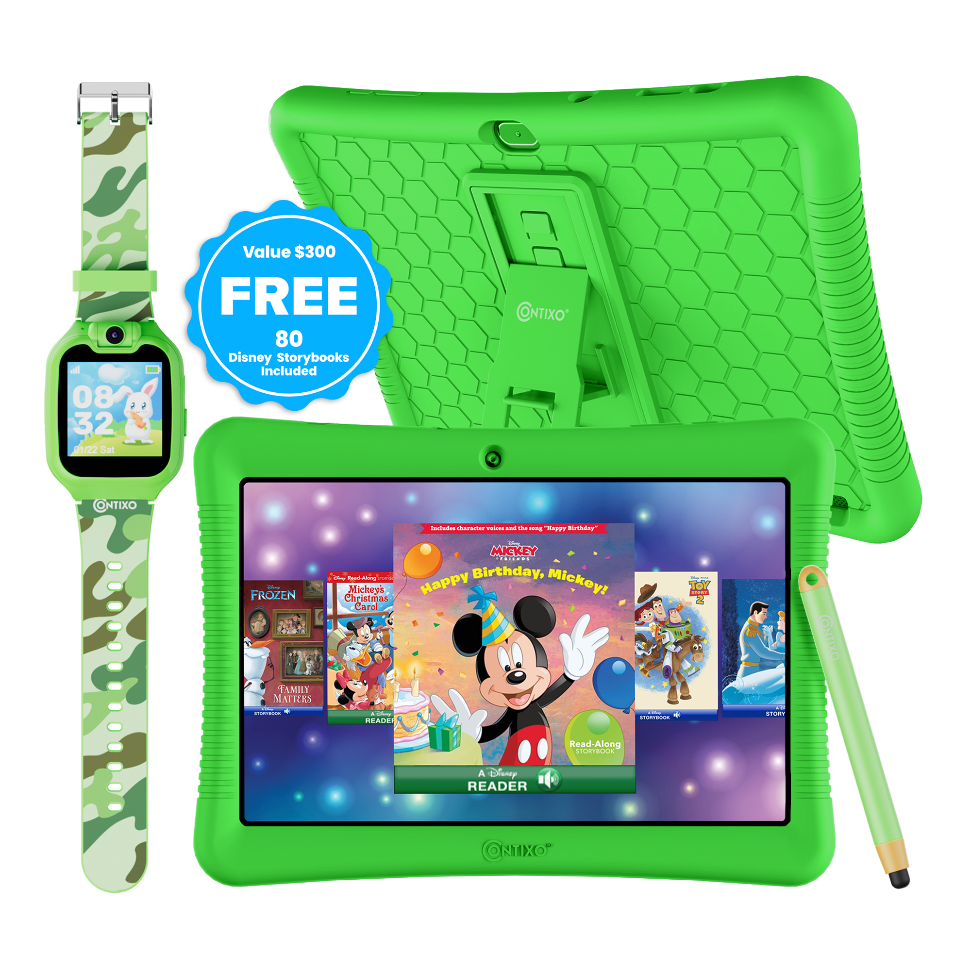 "Contixo 10"" Kids Tablet & Smart Watch Bundle, 64GB, 2024 Model