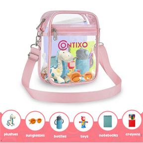 Contixo 10-Inch Clear Bag, Stadium Approved Clear Crossbody Bag with Adjustable Shoulder Strap, Pink