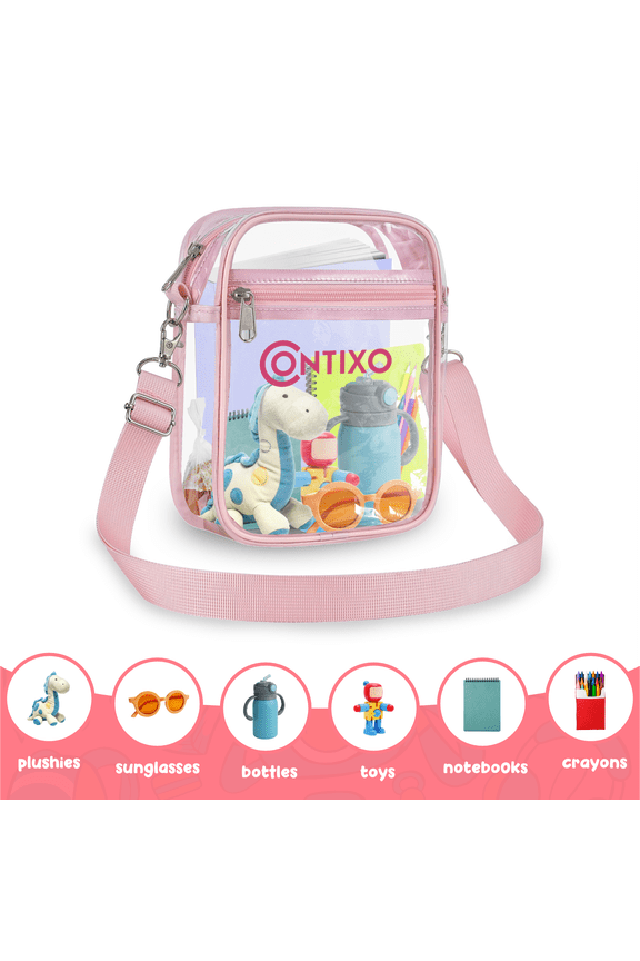 10-Inch Clear Bag, Stadium Approved Clear Crossbody Bag with Adjustable Shoulder Strap, Pink