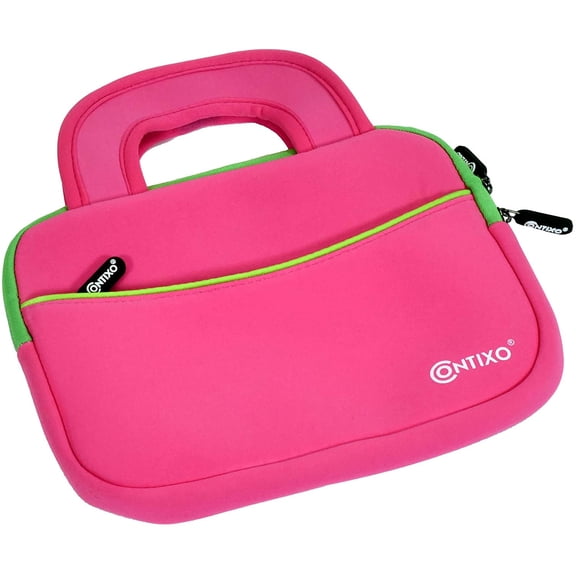 Contixo Kids Tablets Sleeve, 10-Inch Water-Resistant Neoprene Carrying Case with Accessory Pocket, Pink