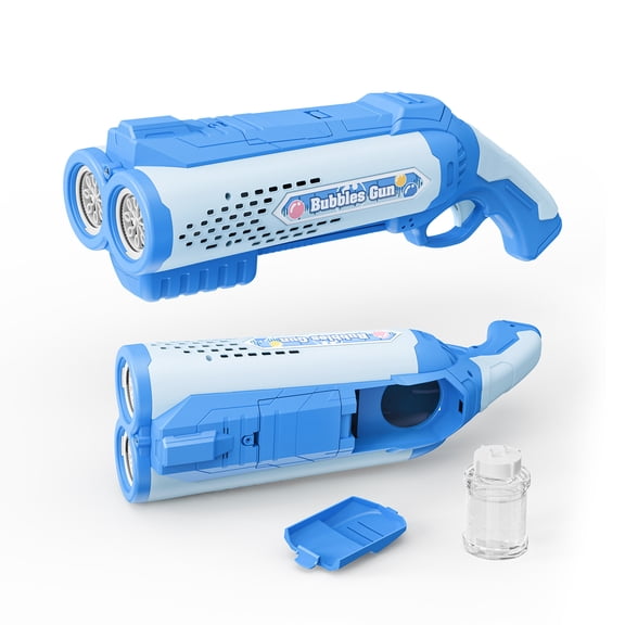 Contixo 16-Hole Bubble Blaster with LED Lights, Automatic Bubble Machine for Kids, Blue