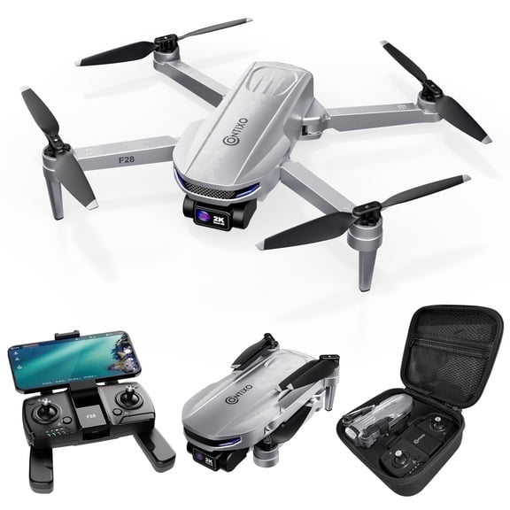 Contixo F28 GPS Drones for Adults with Camera, Foldable RC Drone with 2K Full HD Camera and 26-Min Flight, Gray