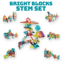 Contixo 65-Piece Glow-in-the-Dark Marble Run Magnetic Tile Set, STEM Building Blocks for Ages 3