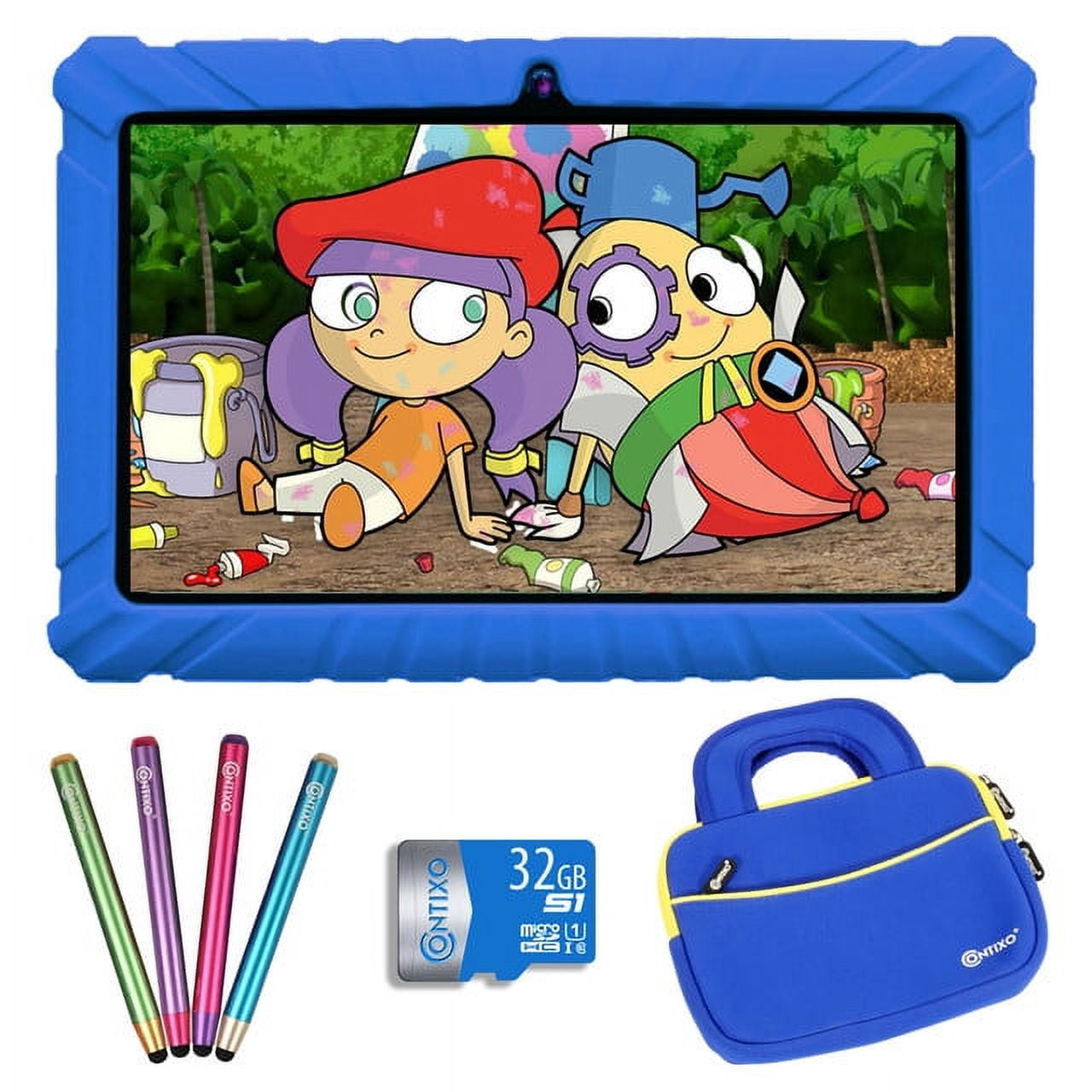 Contixo 7 Inch Learning Tablet Bundle, 4 Stylus, 32GB MicroSD Card and Tablet Bag Included, Pre