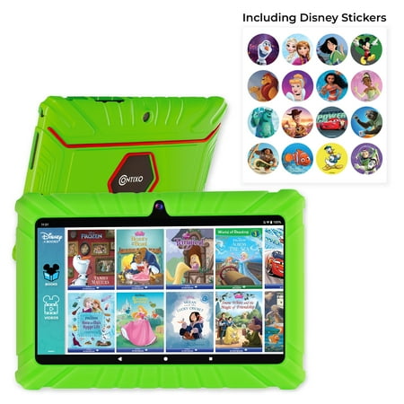 Contixo 7" Kids Tablet with 50 Disney eBooks, Parental Controls, Dual Cameras , Green