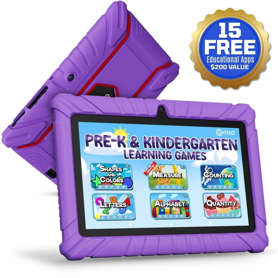 Contixo 7" Kids Tablet 2025 Model with Epic! & Lingokids, Educational Android Tablet for Kids 3-12, 32GB, Parental Controls, Kid-Proof Case – Purple