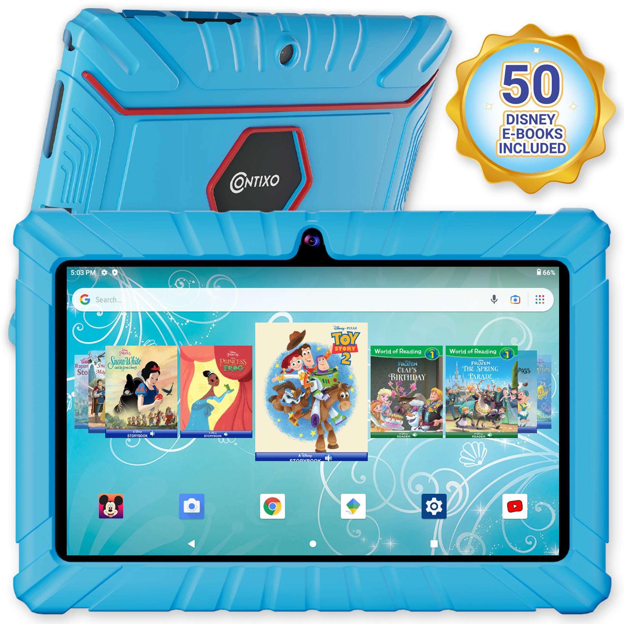 Contixo 7" Kids Tablet 32GB, 50+ Disney Storybooks, Kid-Proof Case (2024 Model) - Blue - image 1 of 13