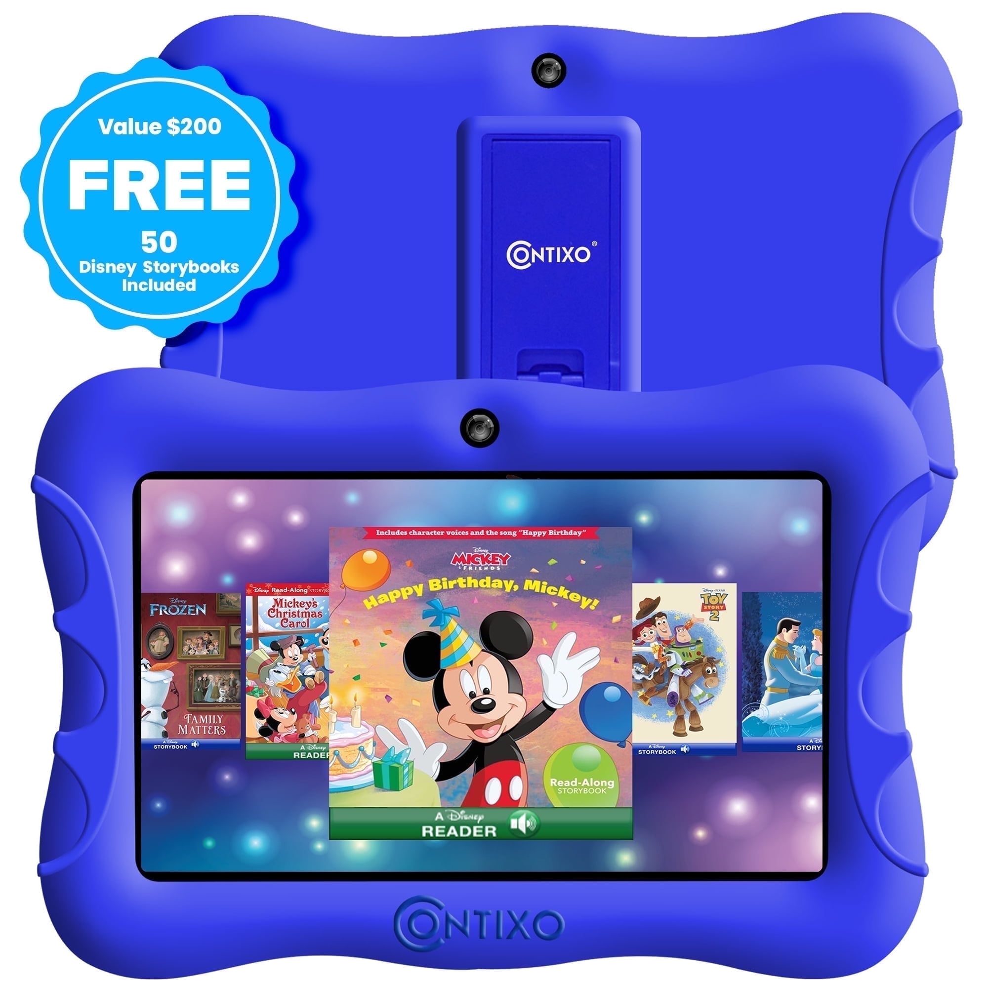 Walmart Black Friday Deals 2025 - Contixo 7" Kids Tablet, 50 FREE Disney eBooks, 32GB, Educational Android Tablet for kids 3-7, Parental Controls, Dual Camera, WiFi - Dark Blue