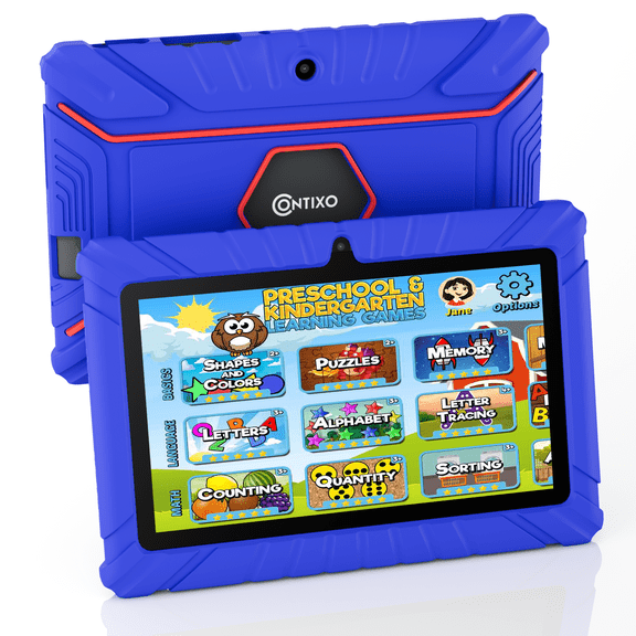 Contixo 7" Kids Tablet, 32GB, Educational Android Tablet for kids 3-7, Parental Controls, Dual Camera, WiFi - Dark Blue