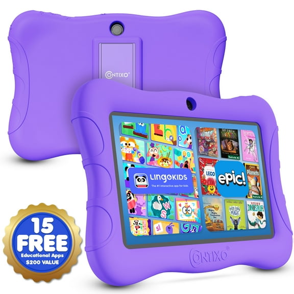 Contixo 7" Kids Tablet With 14+ Learning Games & Educational Apps, 32GB, Android Tablet, WiFi, Parental Controls, Kid-Proof Case & Kickstand, Purple