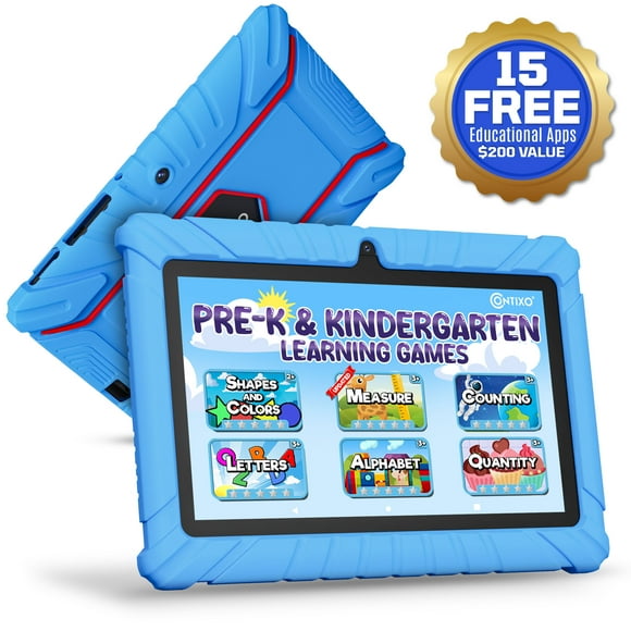 Contixo 7" Kids Tablet 2025 Model with Epic! & Lingokids, Educational Android Tablet for Kids 3-12, 32GB, Parental Controls, Kid-Proof Case – Blue