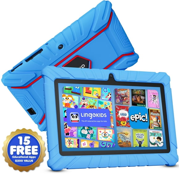 Contixo 7" Kids Tablet 2025 Model with Epic! & Lingokids, Educational Android Tablet for Kids 3-12, 32GB, Parental Controls, Kid-Proof Case – Blue