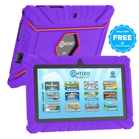 Contixo V8 Kids Tablets, Educational Tablets for Kids with Learning Apps and Kid-Proof Tablet Case, 7”, Purple