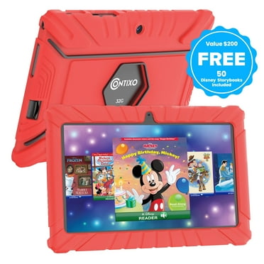 Contixo 7" Kids Tablet, Ages 3-7, 50  Disney eBooks, Kid-Proof Case, Android Tablet, Parental Controls, 32GB - Red