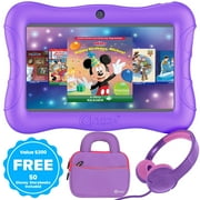 Contixo 7" Kids Tablet Bundle, 50 FREE Disney eBooks, Learning Android Tablet for kids 3-12, 32GB, Parental Controls, Kid-Proof Case with Kickstand, Includes Headphones, Carrying Case - Green