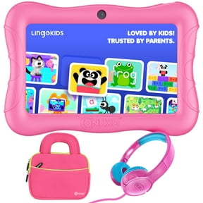 Contixo 7-Inch Kids Tablets Bundle, Educational Android Tablet with Headphones and Carrying Sleeve, Pink