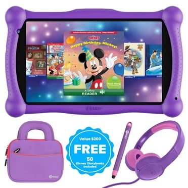 Contixo 7" Kids Tablet Bundle, Kids Ages 3-12, 50 FREE Disney Storybooks, Educational Android Tablet, 32GB, STEM Learning, Parental Controls, Includes Kid-Safe Headphones & Case - Purple