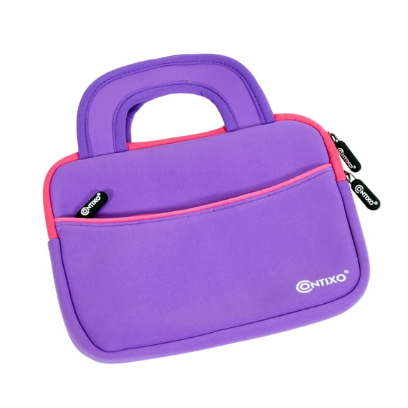 Contixo Tablet Holder Sleeve Bag, Neoprene Protective Tablet Case with Pocket for 7” to 8" Kids Tablets, Purple