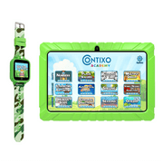 Contixo 7" Kids Tablet & Smart Watch Bundle, STEM Learning w/ Contixo Academy, Kids Ages 3-7, Parental Controls, Android Tablet, WiFi - Green