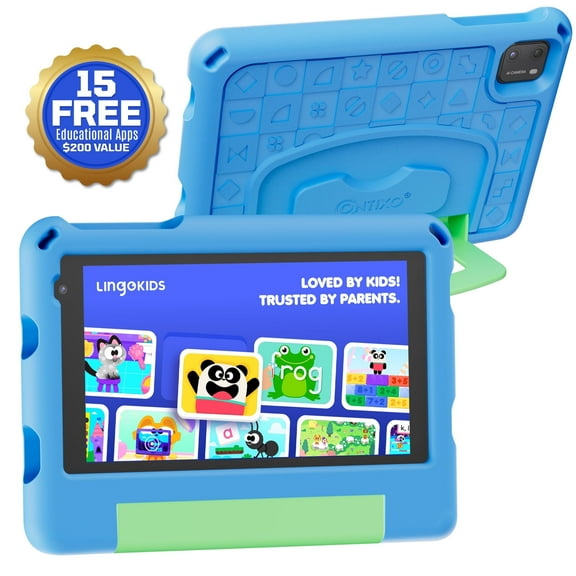 Contixo 7" Kids Tablet with Epic! & Lingokids, 32GB Educational Android Tablet with Parental Controls & Kid-Proof Case,Blue
