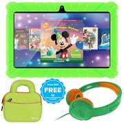 Contixo 7" Tablet Bundle, Kids Ages 3-7, 50 FREE Disney eBooks, STEM Learning, Headphones & Sleeve Case, Android Tablet, Parental Controls - Green