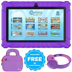 Contixo Kids Tablets Bundle, 7-Inch Android Tablet with Headphones and Sleeve Case, 32GB, Purple