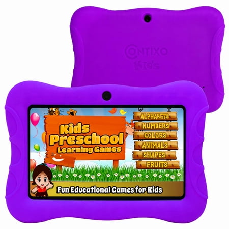 Contixo 7 inch Kids Tablet 16GB Android Wi-Fi Camera Bluetooth Learning Tablet for Toddlers Children Kids Place Parental Control Pre-installed Education Apps w/Kid-Proof Protective Case,V8-3-Purple