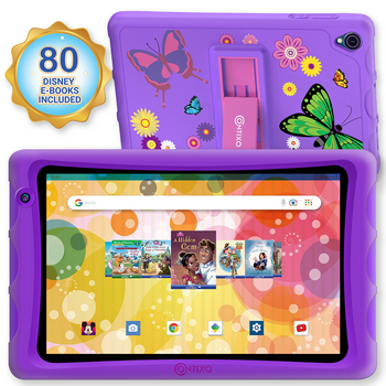 Contixo 8" Android Kids Tablet 64GB, Includes 80+ Disney Storybooks & Stickers, Kid-Proof Case with Kickstand, (2023 Model) - Purple